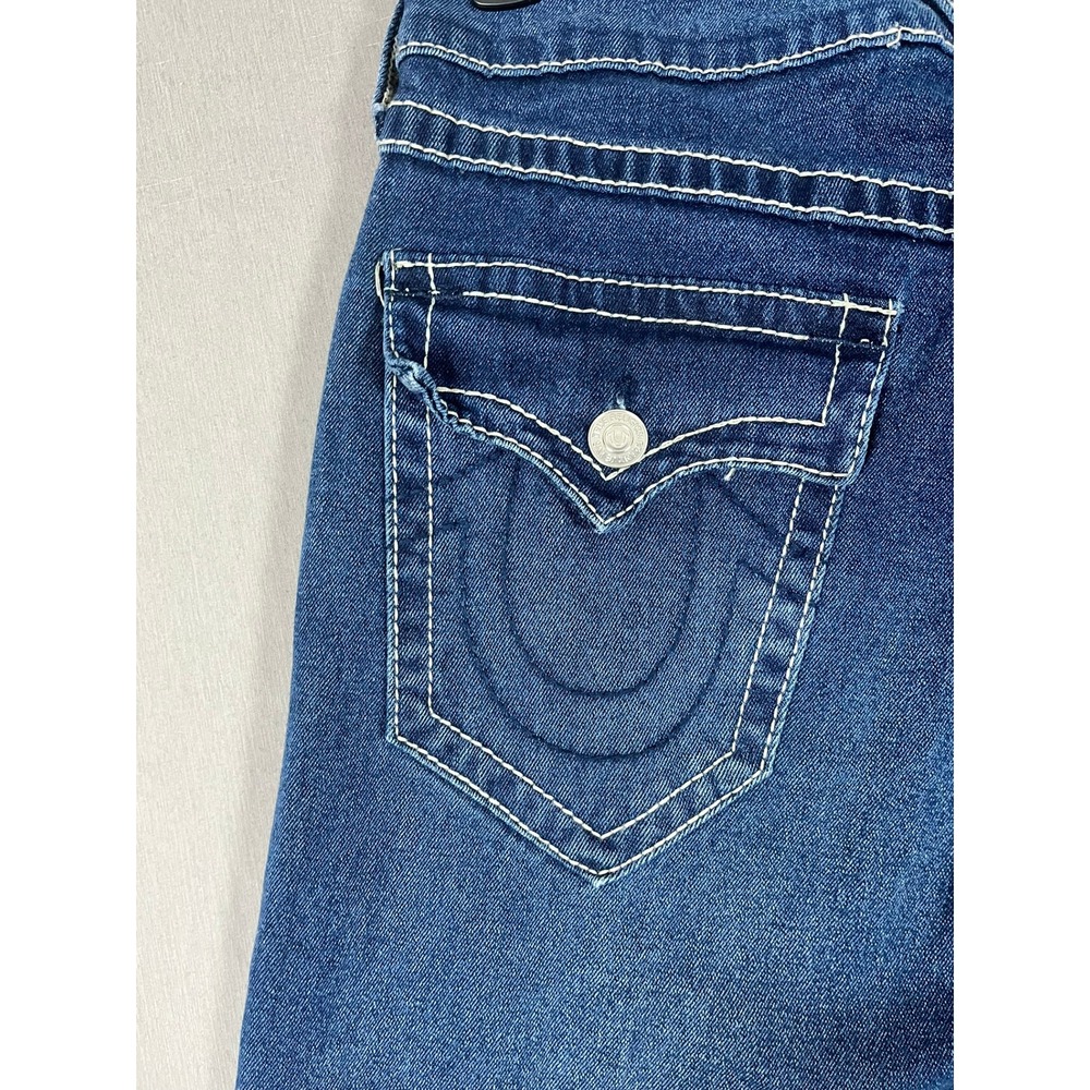 True Religion Jeans Mens 31 Geno Relaxed Slim Blue Contrast Stitch EUC - Picture 4 of 13